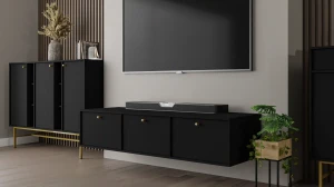 Szafka RTV wisząca  Sakai 4 3K T303 Czarny