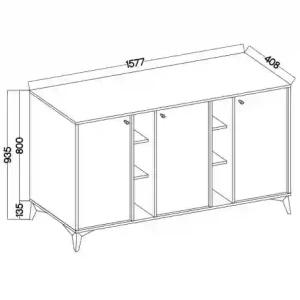 Komoda trzydrzwiowa  Sakai 1 3F T823 Eukaliptus