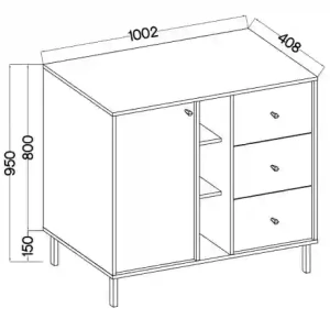 Komoda z szufladami  Sakai 2 1F 3S T824 Eukaliptus