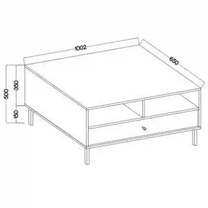 Stolik kawowy z szufladą  Sakai 2 1S T201 Eukaliptus