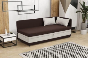 Łóżko jednoosobowe z pojemnikiem Hirek Eko 80x180 Brązowe/Ecru