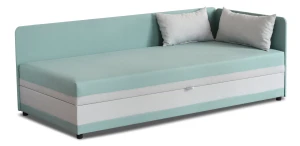 Łóżko jednoosobowe z pojemnikiem Hirek Eko 80x180 Miętowy/Szary