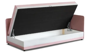 Łóżko jednoosobowe z pojemnikiem Hirek Eko 90x200 Różowy/Szary