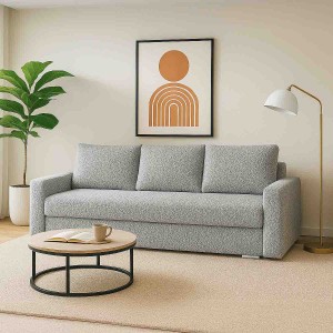 Kanapa rozkładana z funkcją spania SILVER PRIMA boucle szara