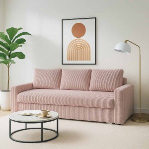 Kanapa rozkładana z funkcją spania SILVER PRIMA sztruks różowa