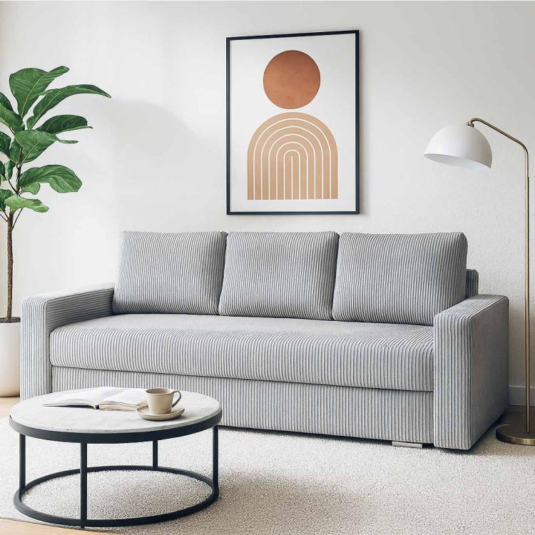 Kanapa rozkładana z funkcją spania SILVER PRIMA sztruks szary