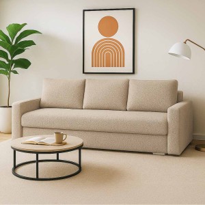 Kanapa rozkładana z funkcją spania SILVER PRIMA boucle beżowa