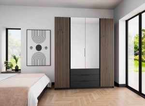 Szafa do przedpokoju 4-drzwiowa z lustrem Dravero BL/BL-EV 2LAM 2L 3S