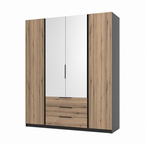 Szafa do przedpokoju 4-drzwiowa z lustrem Dravero BL/EV 2F 2L 3S