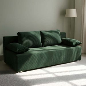 Kanapa rozkładana Lunera Prima 2 sztruks zielony