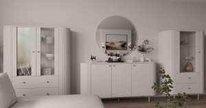 Komoda do salonu z trzema drzwiami Flana 830 3F Beżowa