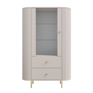 Witryna do salonu z przeszklonymi drzwiami Flana 112 1F2S Beżowa