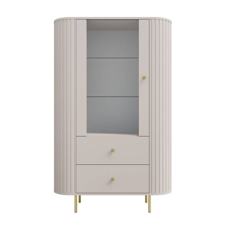 Witryna do salonu z przeszklonymi drzwiami Flana 112 1F2S Beżowa