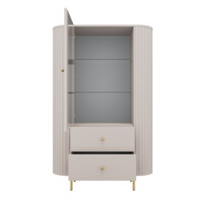 Witryna do salonu z przeszklonymi drzwiami Flana 112 1F2S Beżowa