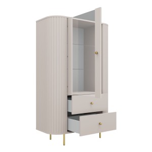 Witryna do salonu z przeszklonymi drzwiami Flana 112 1F2S Beżowa