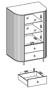 Witryna do salonu z przeszklonymi drzwiami Flana 112 1F2S Beżowa