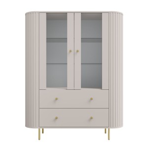 Witryna do salonu z przeszklonymi drzwiami Flana 122 2F2S Beżowa