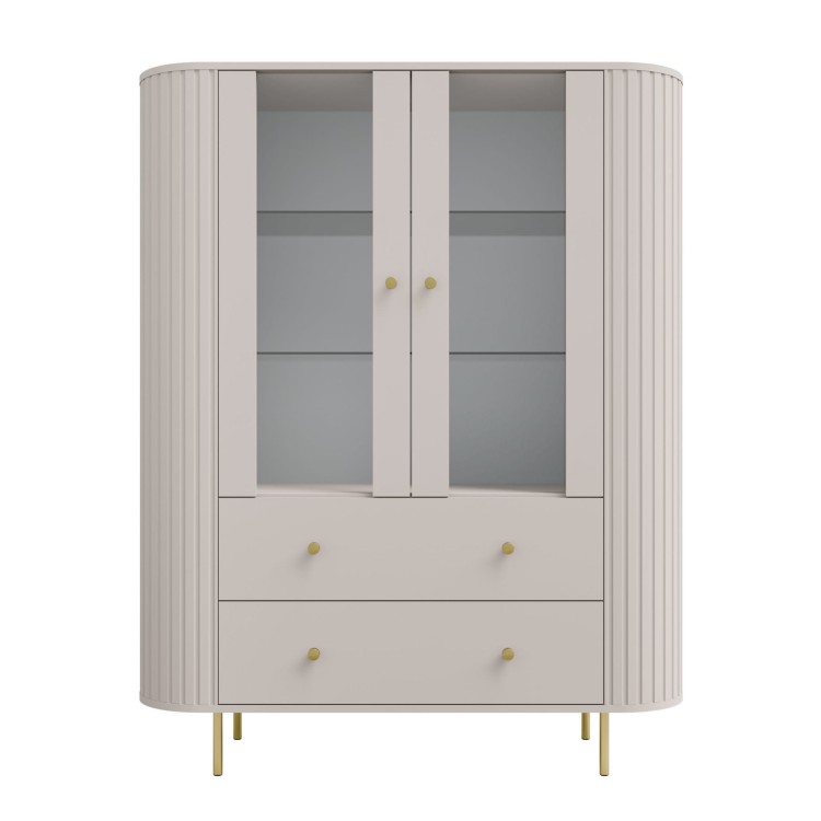 Witryna do salonu z przeszklonymi drzwiami Flana 122 2F2S Beżowa