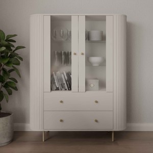 Witryna do salonu z przeszklonymi drzwiami Flana 122 2F2S Beżowa