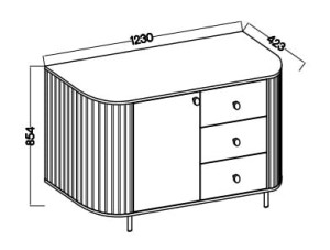 Komoda do salonu z trzema szufladami Flana 813 1F3S Dąb Cremona