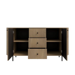 Komoda do salonu z trzema szufladami Flana 823 2F3S Dąb Cremona