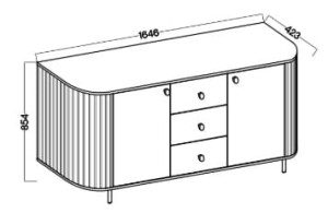 Komoda do salonu z trzema szufladami Flana 823 2F3S Dąb Cremona