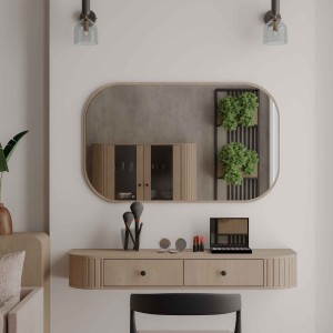 Prostokątne lustro z zaokrąglonymi narożnikami Flana 702 Dąb Cremona