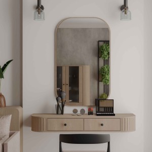 Prostokątne lustro z zaokrąglonymi narożnikami Flana 702 Dąb Cremona