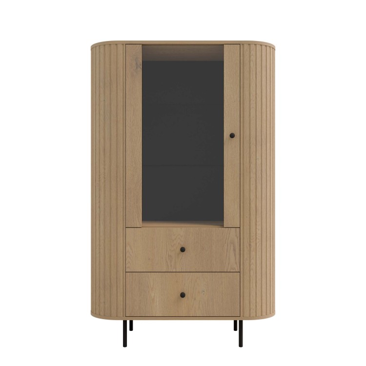 Witryna do salonu z przeszklonymi drzwiami Flana 112 1F2S Dąb Cremona