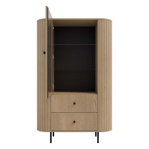 Witryna do salonu z przeszklonymi drzwiami Flana 112 1F2S Dąb Cremona