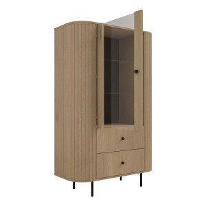 Witryna do salonu z przeszklonymi drzwiami Flana 112 1F2S Dąb Cremona