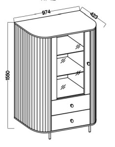 Witryna do salonu z przeszklonymi drzwiami Flana 112 1F2S Dąb Cremona