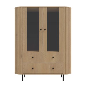 Witryna do salonu z przeszklonymi drzwiami Flana 122 2F2S Dąb Cremona