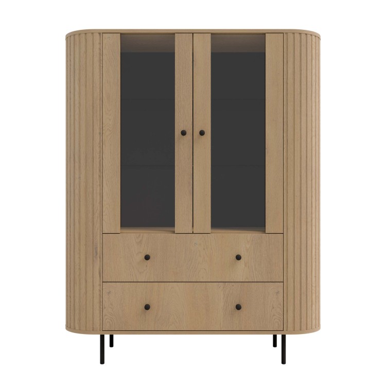 Witryna do salonu z przeszklonymi drzwiami Flana 122 2F2S Dąb Cremona