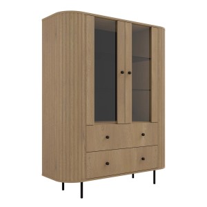 Witryna do salonu z przeszklonymi drzwiami Flana 122 2F2S Dąb Cremona