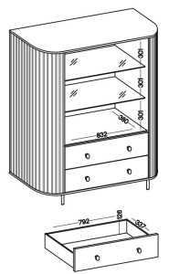 Witryna do salonu z przeszklonymi drzwiami Flana 122 2F2S Dąb Cremona