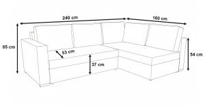 Narożnik rozkładany Bergamo Grafitowo/Szary