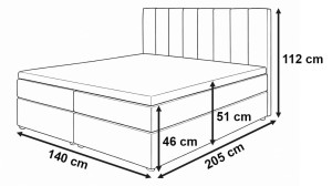 Łóżko kontynentalne 140x200 SONNO BELLO Szare 2 pojemniki