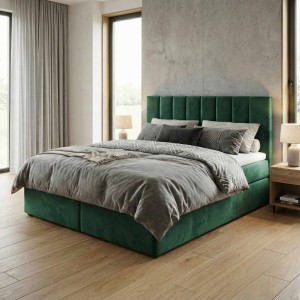 Łóżko kontynentalne 140x200 SONNO BELLO Butelkowa Zieleń 2 pojemniki