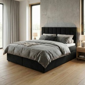 Łóżko kontynentalne 160x200 SONNO BELLO Czarne 2 pojemniki