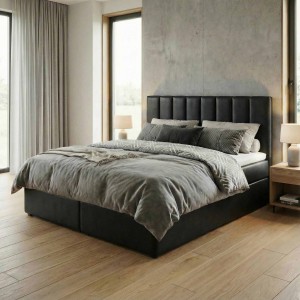 Łóżko kontynentalne 180x200 SONNO BELLO Eko Skóra Czarna 2 pojemniki