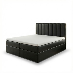 Łóżko kontynentalne 180x200 SONNO BELLO Eko Skóra Czarna 2 pojemniki