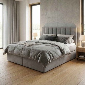 Łóżko kontynentalne 180x200 SONNO BELLO Szare 2 pojemniki