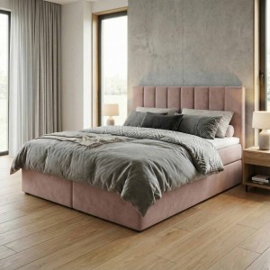 Łóżko kontynentalne 180x200 SONNO BELLO Pudrowy Róż 2 pojemniki