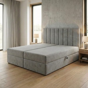 Łóżko kontynentalne 180x200 SONNO BELLO Szare 2 pojemniki