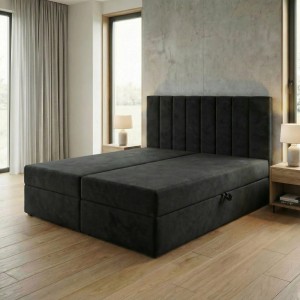 Łóżko kontynentalne 180x200 SONNO BELLO Czarne 2 pojemniki