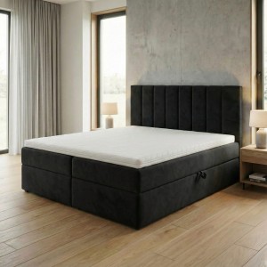 Łóżko kontynentalne 180x200 SONNO BELLO Czarne 2 pojemniki