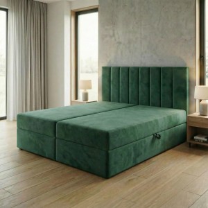 Łóżko kontynentalne 180x200 SONNO BELLO Butelkowa zieleń 2 pojemniki