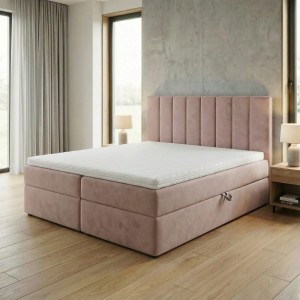 Łóżko kontynentalne 180x200 SONNO BELLO Pudrowy Róż 2 pojemniki