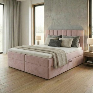 Łóżko kontynentalne 180x200 SONNO BELLO Pudrowy Róż 2 pojemniki